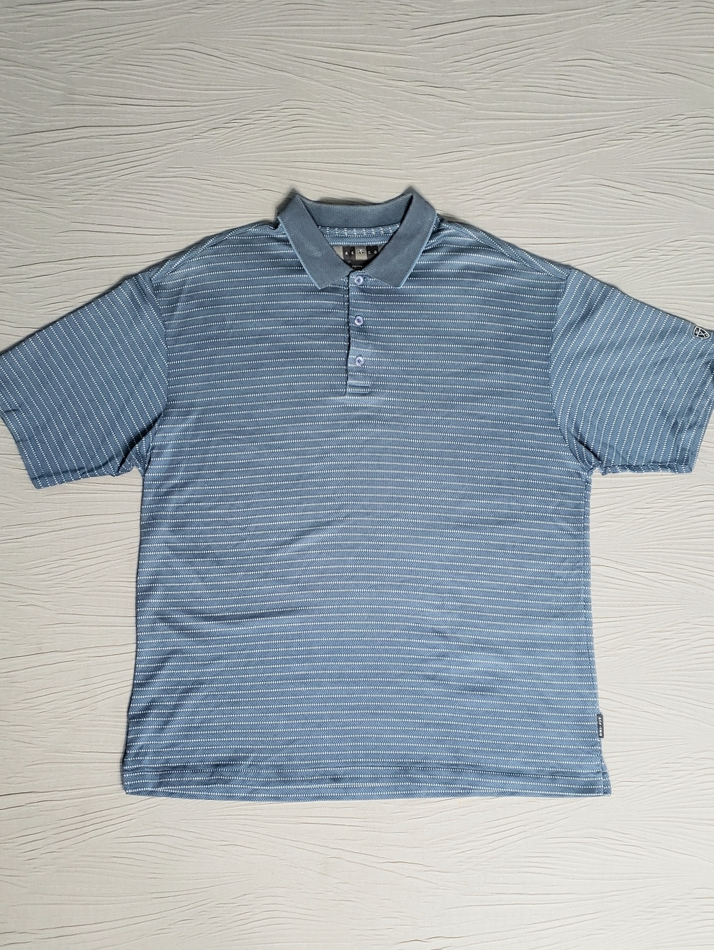 NIKE GOLF Men's Dri-Fit Striped Athleisure Logo Polo Shirt (XL) Blue/White